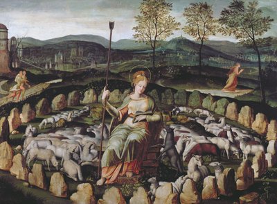 St. Genevieve Guarding her Flock by Fontainebleau School